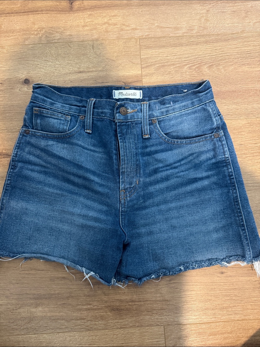 Madewell Indigo High-Rise Cutoff Denim Shorts